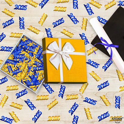 KatchOn, Blue and Gold 2025 Graduation Confetti - Pack of 500 | 2025 Grad Confetti for Blue and Gold Graduation Decorations 2025 | Class of 2025 Decoration, Prom Decorations 2025