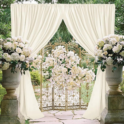 Hiasan Champagne Screen Backdrop Curtains for Parties, Polyester Photography Backdrop Drapes for Family Gatherings, Wedding Decorations, 5ftx10ft, Set of 2 Panels