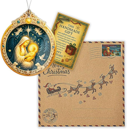 Nativity Mary and Baby Jesus Ornament – Nativity Ornament – Religious Gifts – Christian Decor – Christmas Ornament – Christmas Ornament 2025 – White Elephant Gifts - Xmas Tree Funny Decoration
