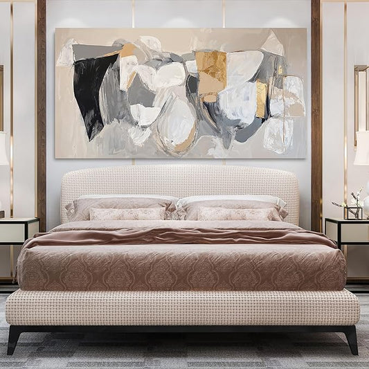 Abstract Canvas Wall Art Decor Black Large Wall Art Decor for Living Room Gray Gold Modern Abstract Graffiti Art Wall Canvas Art Poster Print Wall Pictures for Bedroom Office Decor 24" X 48"