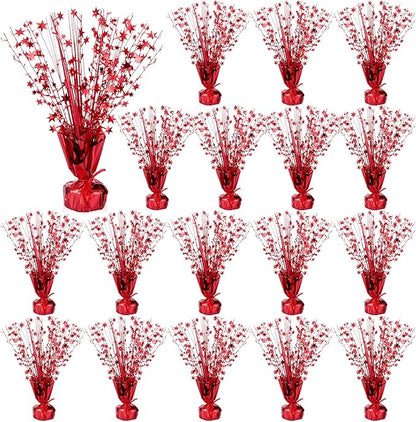 Crowye 18 Pcs Foil Spray Centerpiece Christmas Party Winter Star Table Decoration Burst Metallic Table Centerpieces for Birthday Party Season Holiday(Red)