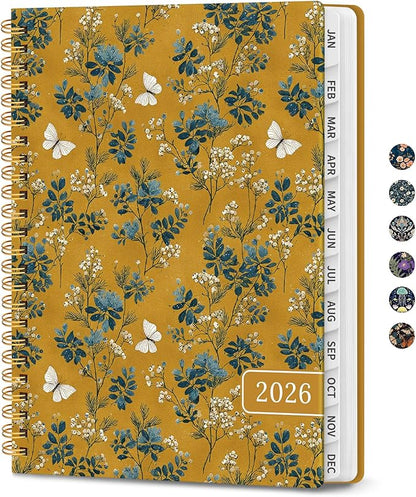 2026 Planner, Weekly and Monthly Planner for Women, Jan 2026 - Dec 2026 Pretty 2026 Calendar Planner with Monthly Tabs, Inner Pocket, Spiral Binding, Perfect for Office Home School - 6.3" x 8.5", Golden Grove
