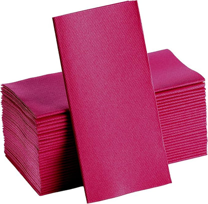 Fuchsia Napkins | Linen Feel Guest Disposable Cloth Like Paper Lunch Napkins | Hand Towels | Soft, Absorbent, Paper Hand Napkins for Kitchen, Bathroom, Parties, Weddings, Dinners Or Events | 50 Pack