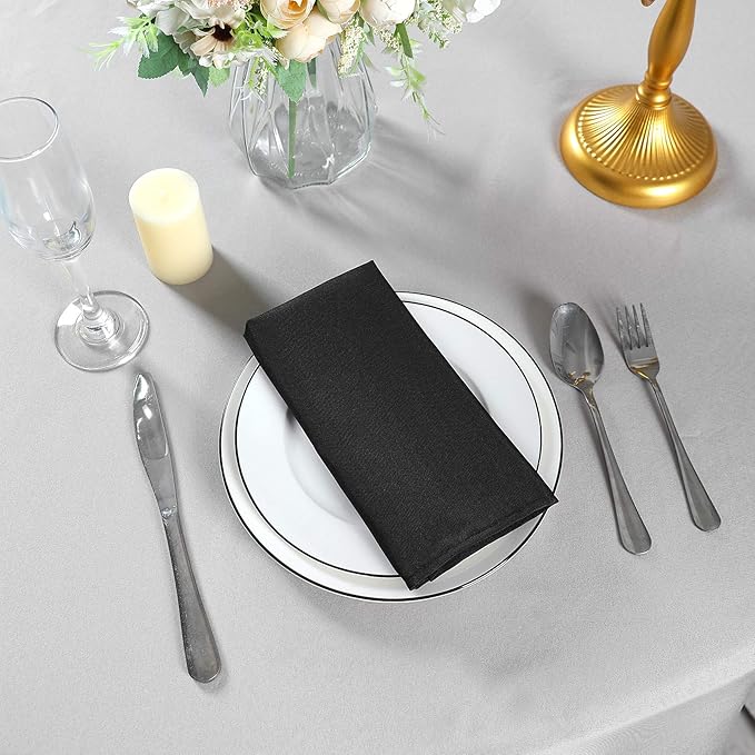 Cloth Napkins 20x20 inch Washable Polyester Dinner Napkins Soft Table Napkins for Wedding Party Dining Banquet(Black,25PCS)