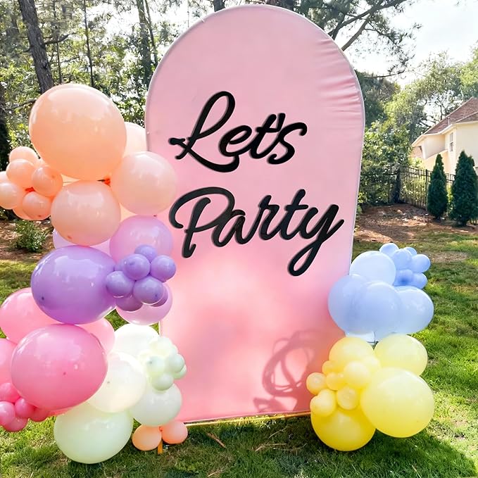 Let's Party Sign for Backdrop Decor Waterproof Lettering for Balloon Arch Garland Birthday Wedding Baby Shower Graduation Bachelorette Party Christmas Celebrate Decorations (Black)