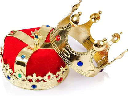 Skeleteen Regal Gold King Crown - Royal Red Felt Imperial Jeweled Mens and Womens Unisex Party Dress Up Accessory Crowns - 1 Piece