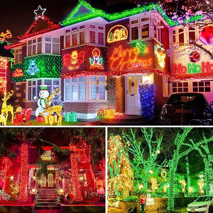 JMEXSUSS Green Wire LED Christmas String Lights, Red & Green, 250 LED
