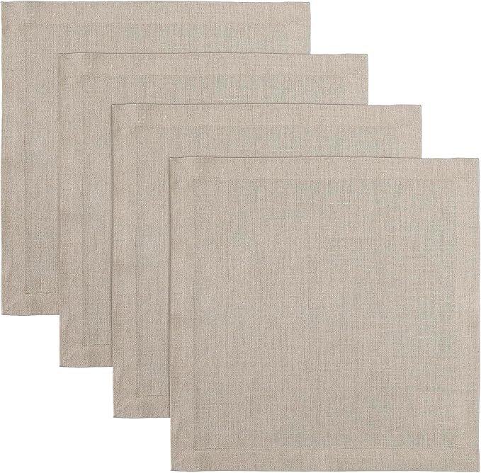 Solino Home Natural Placemats Set of 4-100% Pure Linen Placemats 14 x 14 Inch for Fall, Autumn, Christmas, New Year - Fete, Handcrafted and Machine Washable