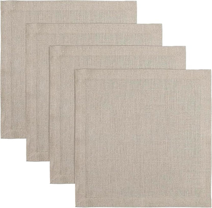 Solino Home Natural Placemats Set of 4-100% Pure Linen Placemats 14 x 14 Inch for Fall, Autumn, Christmas, New Year - Fete, Handcrafted and Machine Washable