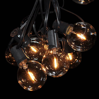 Hometown Evolution, Inc. G50 2" LED Filament Outdoor Patio String Lights with 0.6 Watt Light Bulbs (G50 LED - Black Wire, 10 ft)