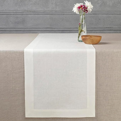 D'Moksha Homes Linen Ivory Table Runner 72 Inches Long - 100% Pure Linen 14 x 72 Inch Table Runner for Dining, Winter, Christmas, Holiday - Machine Washable