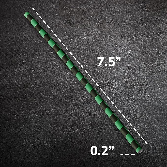 100 Black and Green Checkered Straws - Disposable Paper 7.75 Inch Straws for Demon Anime Themed Party - Party On Tap