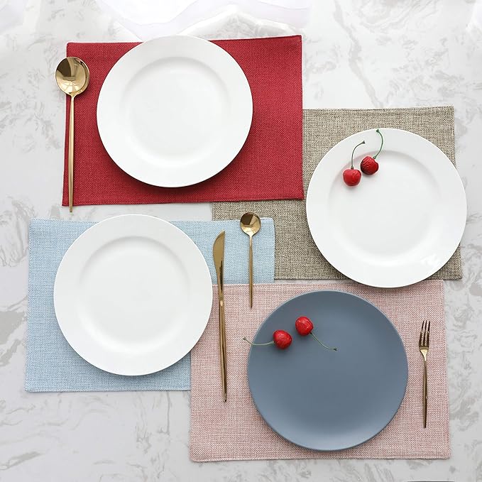 Home Brilliant Placemats Set of 6 Pink Apricot Table Place Mats for Women Wedding Decoration Blush Placemats Washable Place Mats for Dining Kitchen Restaurant Table, Pink