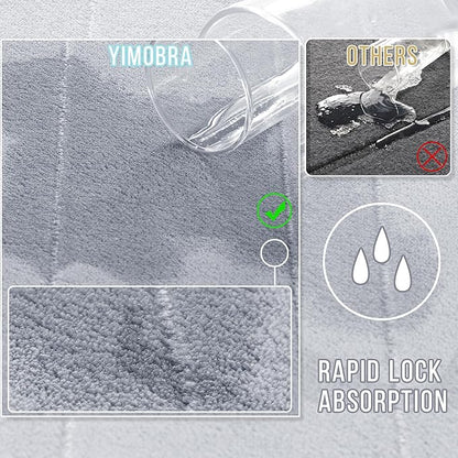 Yimobra Memory Foam Toilet Bath Mat U-Shaped, Commode Contour Rug, Soft and Comfortable, Super Water Absorbent, Non-Slip, Thick, Machine Wash Bathroom Commode Contour Rug, 24 X 20 Inches, Silver
