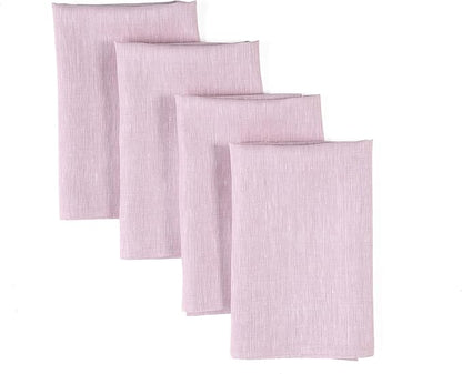 Solino Home Linen Napkins Set of 4-100% Pure Linen Bubblegum Pink Dinner Napkins Cloth 20 x 20 Inch - Athena, Handcrafted and Machine Washable