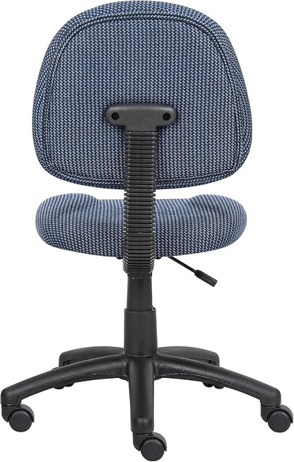 Boss Office Products B315-BE Perfect Posture Delux Fabric Task Chair Without Arms in Blue, 250