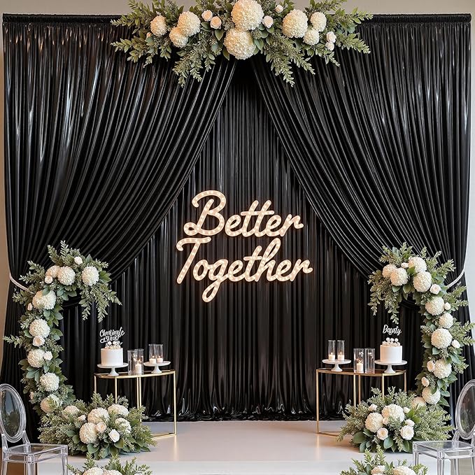 30ftx10ft Shimmer Black Sequin Backdrop Curtain for Parties, Thick Wrinkle Free Glitter Backdrop Drapes Photo Back Drop Curtains for Birthday Wedding Halloween Photography Background-6 Panels 5x10ft