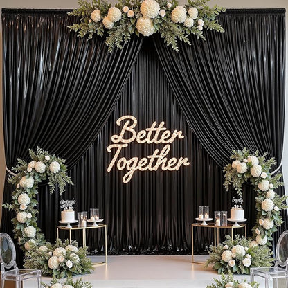 40ftx10ft Shimmer Black Sequin Backdrop Curtain for Parties, Thick Wrinkle Free Glitter Backdrop Drapes Photo Back Drop Curtains for Birthday Wedding Halloween Photography Background-8 Panels 5x10ft
