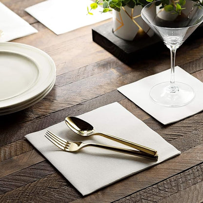 BloominGoods Linen-Feel Lunch Napkins - Disposable Cloth-Like Paper Napkins - Soft And Absorbant Luncheon Napkins For Kitchen, Parties, Weddings, Dinners or Events (Pack of 200)