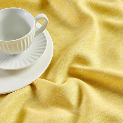 Solino Home Linen Table Runner 144 Inches Long - Athena, 100% Pure Linen Chambray Lemon Yellow Table Runner 14 x 144 Inch for Dining