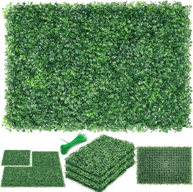 ZXMOTO Artificial Boxwood Hedge Panels 36PCS Topiary Hedge Plant Faux Grass Wall Decoration Faux Greenery Wall Panel for Indoor Outdoor Garden Backyard Decor (23.6"x15.7"(36 Pack))