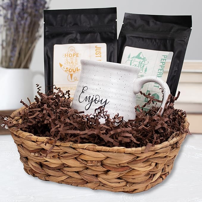 MagicWater Crinkle Cut Paper for Gift Baskets - 2LB - Coffee Brown - Perfect for Shredded Paper Filler, Basket Filler, Gift Boxes, Bridesmaid Gifts, Christmas Stuffers & More – Ideal for All Occasions