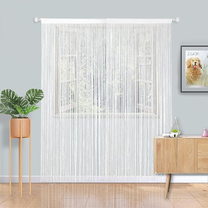 YIIBAII Door String Curtains Fringe Door Curtains for Doorways Window Room Decoration Living Room Divider(39"x110", White)