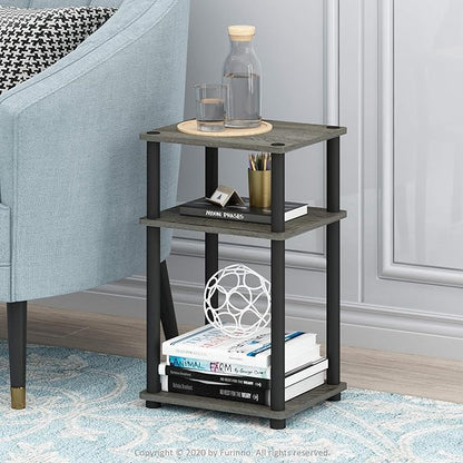 Furinno JUST Side Table, 3-Tier End Table, Open Shelves Night Stand, Bedside Table, Toolless Assembly, for Living Room, Bedroom, Bathroom, French Oak