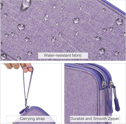 FYY Electronic Organizer, Travel Cable Organizer Bag Pouch Electronic Accessories Carry Case Portable Waterproof Double Layers Storage Bag for Cable, Cord, Charger, Phone, Medium Size, Dark Purple