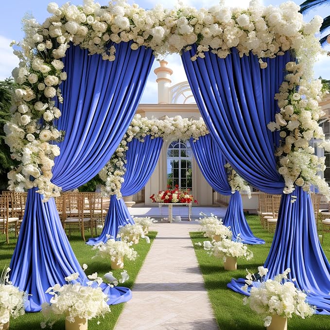 8 Panels Royal Blue Backdrop Curtain for Wedding Parties Wrinkle Free Blue Photo Curtains Backdrop Drapes Fabric Decoration for Birthday Party Baby Shower 40ft(W) x 10ft(H)