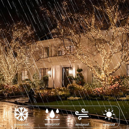 Christmas String Lights, 100 FT 300 LED String Lights Green Wire with Timer 8 Modes, Connectable Waterproof Decoration for Indoor Outdoor Xmas Trees Party Garden Wedding, Warm White