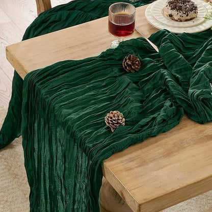 6 Pack Christmas Table Runner 120 Inch Boho Rustic Gauze 10 FT Emerald Green Cheese Cloths Table Runners Decorations for Spring Summer Birthday Party Baby Shower Wedding Holiday Home Decor