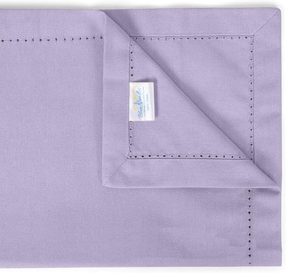 Blue Needles Set of 12 Hemstitch Linen Napkins 100% Cotton Lavender Cloth Dinner Napkins 18x18 inches, Soft, Reusable, Absorbent, Washable, Ideal for Fall Thanksgiving Events, Parties & Everyday Use