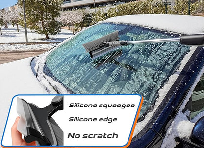 Trazon 42.4" Extendable Snow Brush & Mini Snow Shovel/Ice Scraper for Car Windshield with Foam Grip for Cars, SUV, Trucks, Detachable Сar Scraper, No Scratch, Heavy Duty Long Handle, Ice Remover