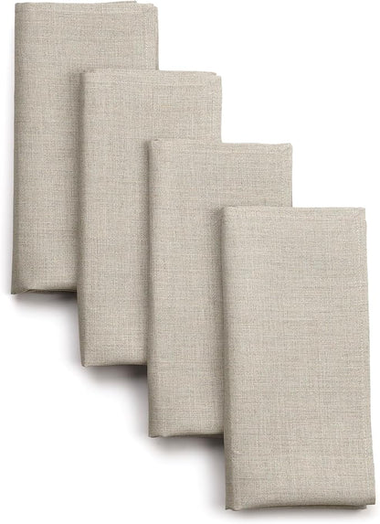 D'Moksha Homes Natural Linen Napkins 18 x 18 Inch - 100% Pure Linen Cloth Washable Dinner Napkins Set of 4 for Winter, Christmas, Holiday