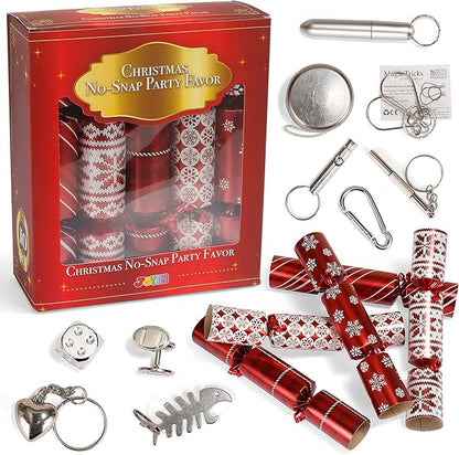 JOYIN 10 Pack Christmas Party Favor Non-Snap Red Deluxe Snowflake Design Party Table Favors with Holiday Party Favor Supplies for Kids and Adults, Christmas Parties, Dinners and Holidays