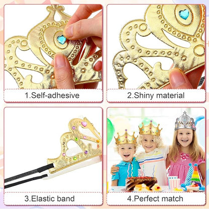 Yaomiao 44 Pcs Foam Crowns for Kids Princess Tiaras Crowns Bulk Diamond Sticker Making Kits for Birthday Party Supplies