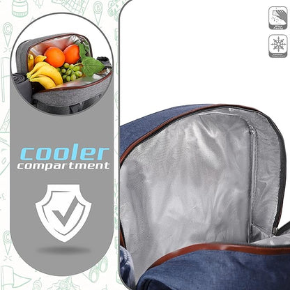 ALLCAMP OUTDOOR GEAR Picnic Backpack for 2 Person Set W/Detachable Bottle/Wine Holder, Fleece Blanket, Plates and Cutlery Set (Blue)