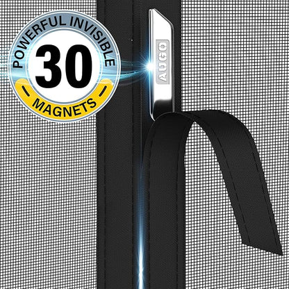 AUGO Fiberglass Magnetic Screen Door Reversible Left Right Side Opening - Self Sealing, Heavy Duty, Hands Free, Keeps Bugs Out - Pet and Kid Friendly - Patent Pending Keep Open Feature – 38” x 83”