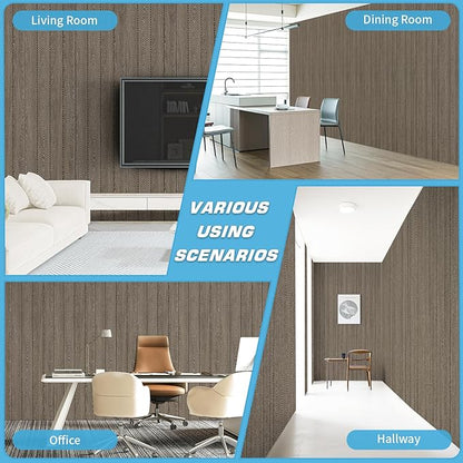 Art3d 4-Pack Glue-On Herringbone Wainscoting Panel for Interior Wall Decor - 104 x 12 Inch Polystyrene Ultralight Slim Slat Wall Panels for Living Room Bedroom, Mahogany