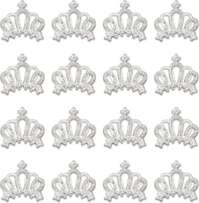 30PCS Crown Rhinestone Jewelry Embellishment for DIY Handmade Hair Accessories Sneakers, Clothes, Party Decorations Gift Box ，Dress，Rhinestone Alloy Appliques Decorative Home Decor (Silver)