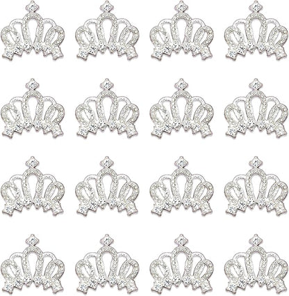 30PCS Crown Rhinestone Jewelry Embellishment for DIY Handmade Hair Accessories Sneakers, Clothes, Party Decorations Gift Box ，Dress，Rhinestone Alloy Appliques Decorative Home Decor (Silver)