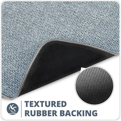 Bath Mat,Ultra Thin Bathroom Rugs,Rubber Bath Mats for Bathroom,No Slip Bath Rugs,Quick Dry,Machine Washable,Low Pile,Absorbent,Shower Outside,Sink,Home Decor Accessories.Blue,1'5"x2'3"(2 Pack)
