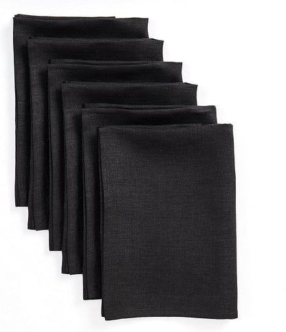 Solino Home Black Linen Napkins Set of 6-100% Pure Linen Cloth Washable Dinner Napkins 20 x 20 Inch for Fall, Autumn, Winter, Christmas, Holiday, New Year - Fete