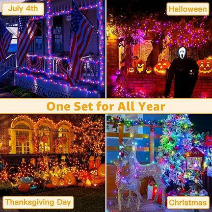 Ollny RGB Christmas Lights 400 LEDs 131 FT, 130 Modes Color Changing Christmas String Lights with Remote, Timer & Waterproof, Outdoor Xmas Lights for Thanksgiving Day House Holiday Decorations