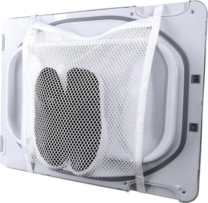 S&T INC. Sneaker Dryer Bag, Dryer Door Shoe Net with Elastic Straps, Sneaker Laundry Bag for Shoes, White, 15.5 Inch x 15.5 Inch, 1 Pack
