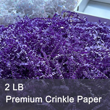 2LB Purple Crinkle Shredded Paper Filler for Gift Baskets Confetti Birthdays Weddings Valentines Day Party Favors Decorations