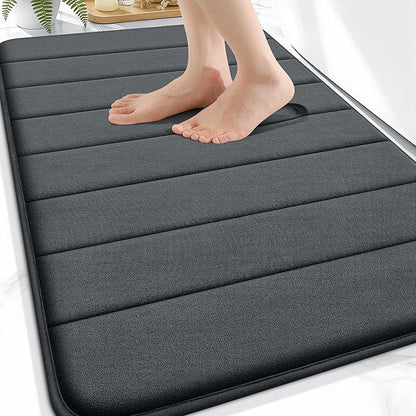 OLANLY Memory Foam Bath Mat 30x20, Super Soft Absorbent Bathroom Rugs, Quick Dry, Machine Washable Shower Floor Rugs, Bathmat Carpet, Bathroom Home Decor Accessories, Dark Gray