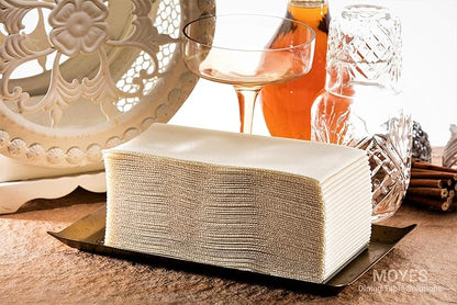 Ivory Napkins | Linen Feel Guest Disposable Cloth Like Paper Dinner Napkins | Hand Towels | Soft, Absorbent, Paper Hand Napkins for Kitchen, Bathroom, Parties, Weddings, Dinners Or Events | 50 Pack