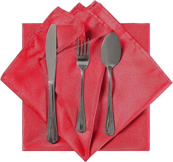 Cloth Napkins 17x17 inch Washable Polyester Dinner Napkins Soft Table Napkins for Wedding Party Dining Banquet(Red,100PCS)